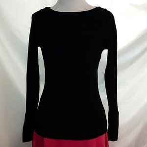 Sonoma + Life Black Boat Neck Long Sleeve sweater